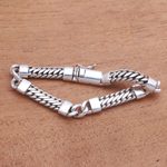 Sterling silver link bracelet, 'Elegant Quartet' - Sterling Silver Link Bracelet Crafted in Bali