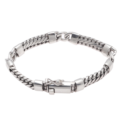 Sterling silver link bracelet, 'Elegant Quartet' - Sterling Silver Link Bracelet Crafted in Bali