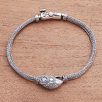 Sterling silver pendant bracelet, 'Stylish Eagle' - Sterling Silver Eagle Pendant Bracelet from Bali