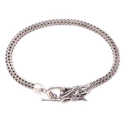 Dragon-Themed Sterling Silver Chain Bracelet from Bali