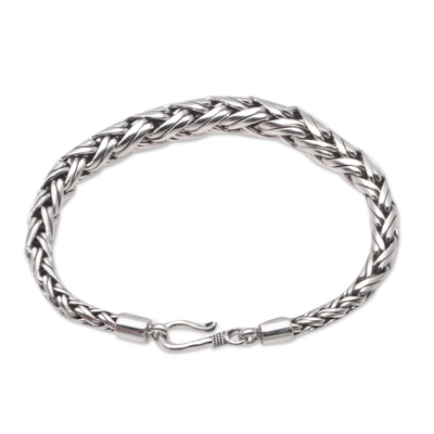 Expanding Sterling Silver Wheat Chain Bracelet from Bali