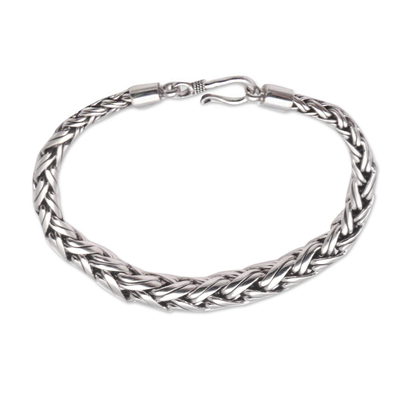 Sterling silver chain bracelet, 'Expanding Wheat' - Expanding Sterling Silver Wheat Chain Bracelet from Bali