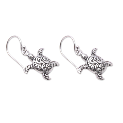 Sterling silver dangle earrings, 'Baby Turtles' - Sterling Silver Sea Turtle Dangle Earrings from Bali