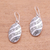 Sterling silver dangle earrings, 'Oval Wave' - Wave and Swirl Pattern Sterling Silver Dangle Earrings (image 2b) thumbail