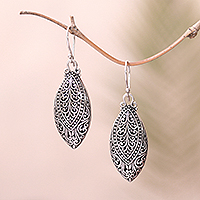 Sterling silver dangle earrings, 'Marquise Antiquity'
