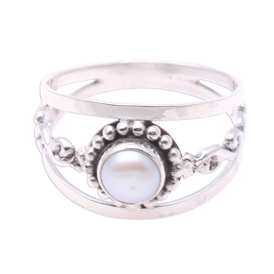 Dot Pattern Cultured Pearl Cocktail Ring from Bali