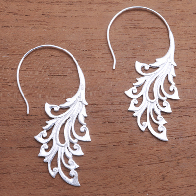 Sterling silver half-hoop earrings, 'Swirling Enchantment' - Swirling Sterling Silver Half-Hoop Earrings from Bali