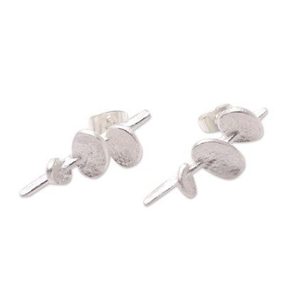Sterling silver drop earrings, 'Contemporary Forms' - Abstract Modern Sterling Silver Drop Earrings from Bali