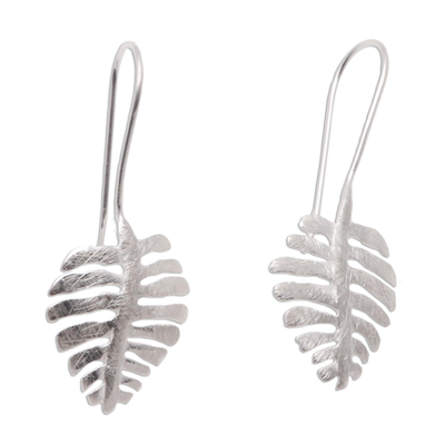Sterling silver drop earrings, 'Monstera Beauty' - Sterling Silver Drop Earrings Shaped Like Monstera Leaves