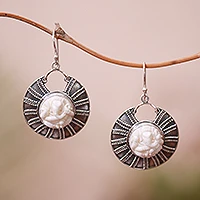 Sterling silver dangle earrings, 'Ganesha Shield' - Ganesha-Themed Sterling Silver Dangle Earrings