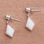 Peridot dangle earrings, 'Flower Kites' - Floral Peridot Dangle Earrings from Java