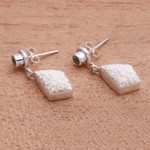Peridot dangle earrings, 'Flower Kites' - Floral Peridot Dangle Earrings from Java