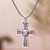 Rainbow moonstone pendant necklace, 'Mesmerizing Faith' - Rainbow Moonstone Cross Pendant Necklace from Bali thumbail