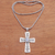 Rainbow moonstone pendant necklace, 'Mesmerizing Faith' - Rainbow Moonstone Cross Pendant Necklace from Bali (image 2b) thumbail