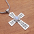 Rainbow moonstone pendant necklace, 'Mesmerizing Faith' - Rainbow Moonstone Cross Pendant Necklace from Bali (image 2c) thumbail