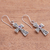 Amethyst dangle earrings, 'Spiral Faith' - Spiral Pattern Amethyst Cross Dangle Earrings from Bali (image 2c) thumbail