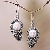 Sterling silver dangle earrings, Pear Faces