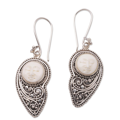 Sterling silver dangle earrings, 'Pear Faces' - Pear-Shaped Sterling Silver Dangle Earrings