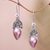 Cultured pearl dangle earrings, 'Ripe Fruit' - Floral Pink Cultured Pearl Dangle Earrings from Bali (image 2) thumbail