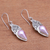 Cultured pearl dangle earrings, 'Ripe Fruit' - Floral Pink Cultured Pearl Dangle Earrings from Bali (image 2b) thumbail