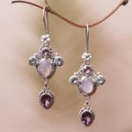 Multi-gemstone dangle earrings, 'Charming Light' - Floral Multi-Gemstone Dangle Earrings Crafted in Bali