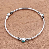 Pulsera de brazalete de turquesa - Pulsera Rígida de Turquesa Natural de Bali