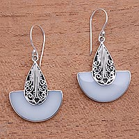 Sterling silver dangle earrings, 'Swirl Clouds' - Artisan Crafted Sterling Silver and Resin Dangle Earrings