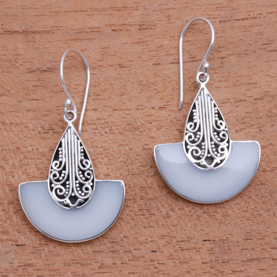 Sterling silver and resin dangle earrings, 'Swirl Clouds' - Artisan Crafted Sterling Silver and Resin Dangle Earrings