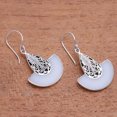 Sterling silver and resin dangle earrings, 'Swirl Clouds' - Artisan Crafted Sterling Silver and Resin Dangle Earrings