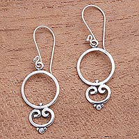 Sterling silver dangle earrings, 'Nice Loops' - Loop Pattern Sterling Silver Dangle Earrings from Bali