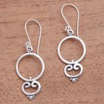 Sterling silver dangle earrings, 'Nice Loops' - Loop Pattern Sterling Silver Dangle Earrings from Bali