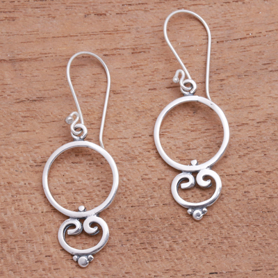 Sterling silver dangle earrings, 'Nice Loops' - Loop Pattern Sterling Silver Dangle Earrings from Bali