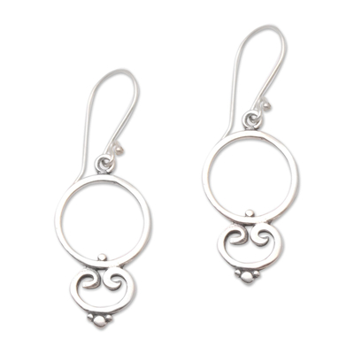 Loop Pattern Sterling Silver Dangle Earrings from Bali