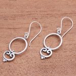 Sterling silver dangle earrings, 'Nice Loops' - Loop Pattern Sterling Silver Dangle Earrings from Bali