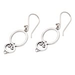 Sterling silver dangle earrings, 'Nice Loops' - Loop Pattern Sterling Silver Dangle Earrings from Bali