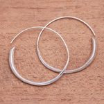 Sterling silver half-hoop earrings, 'Expanding Beauty' - Handcrafted Sterling Silver Half-Hoop Earrings from Bali