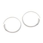 Sterling silver half-hoop earrings, 'Expanding Beauty' - Handcrafted Sterling Silver Half-Hoop Earrings from Bali