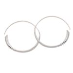 Sterling silver half-hoop earrings, 'Expanding Beauty' - Handcrafted Sterling Silver Half-Hoop Earrings from Bali