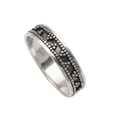 Sterling silver band ring, 'Triangular Texture' - Triangle Pattern Sterling Silver Band Ring from Bali