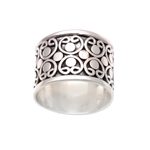 Sterling silver band ring, 'Bold Circles' - Circle Pattern Sterling Silver Band Ring from Bali