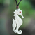 Bone and garnet pendant necklace, 'Caring Seahorse' - Seahorse Pendant Necklace from Bali (image 2) thumbail