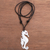 Bone and garnet pendant necklace, 'Caring Seahorse' - Seahorse Pendant Necklace from Bali (image 2b) thumbail