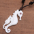 Bone and garnet pendant necklace, 'Caring Seahorse' - Seahorse Pendant Necklace from Bali (image 2c) thumbail