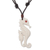 Bone and garnet pendant necklace, 'Caring Seahorse' - Seahorse Pendant Necklace from Bali (image 2d) thumbail
