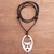 Halskette aus Knochen und Granatanhänger, 'Rising Tail'. - Halskette aus Knochen und Granat-Walschweif-Anhänger aus Bali