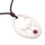 Bone and garnet pendant necklace, 'Rising Tail' - Bone and Garnet Whale Tail Pendant Necklace from Bali