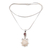 Garnet pendant necklace, 'Glittering Padma' - Floral Garnet and Bone Pendant Necklace from Bali