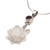Garnet pendant necklace, 'Glittering Padma' - Floral Garnet and Bone Pendant Necklace from Bali