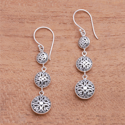 Sterling silver dangle earrings, 'Delightful Baubles' - Sterling Silver Bauble Dangle Earrings Crafted in Bali