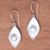 Cultured pearl dangle earrings, 'Moonlight Shields' - Cultured Pearl Dangle Earrings Crafted in Bali (image 2) thumbail